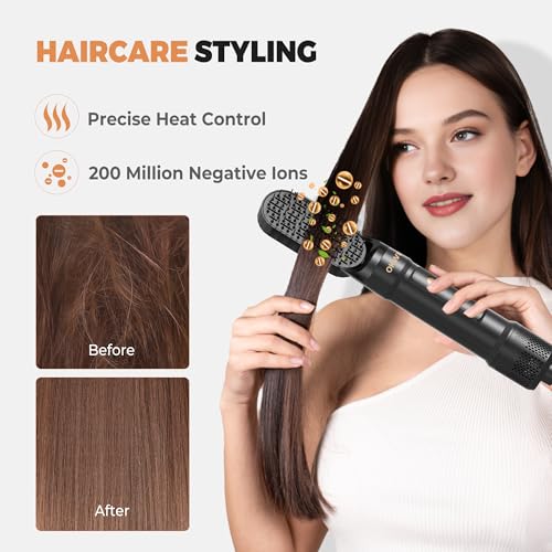Image of 6 in ONE Blow Dryer Brush,Air Curling Iron Round Brush Blow Dryer 800W,Ionic Hair Dryer Brush for Women, Hot Air Brush Hair Styling Tools 100-120V