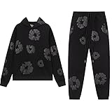 2 PCS Graphic Hoodies Vintage Printed Hoodie Sweatshirt Casual Oversized Long Sleeve Streetwear Hooded Pullover XL