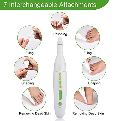 Elektrisch Nagelfräser, COSYONALL Elektrische Nagelfeile Set mit 7 Schleifern, 600mAh Lithium-Ionen Akku Maniküre… – Bild 6
