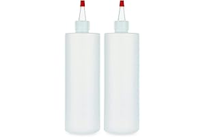 BRIGHTFROM Double-Pack 16 oz. Empty Squeeze Bottles with Red Tops for Culinary Arts and Crafts