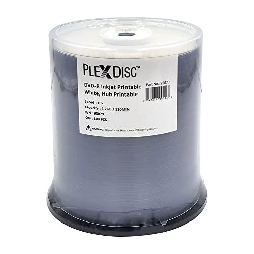 Image of 95079 DVD-R 4.7GB 16X White Inkjet Hub Printable - 100pk Spindle Frustration Free Packaging, 100 Disc