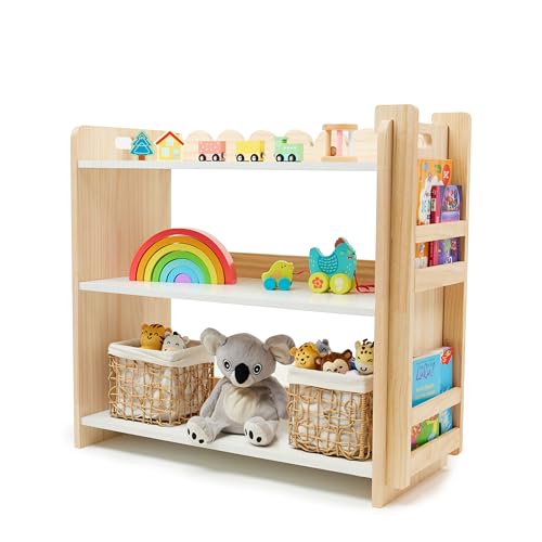 Image of Babalo Montessori Toy Storage with Removable Bookshelf – Toddler Toy Storage Organizer, Natural Wooden Storage Cabinet for Baby Books, Cubby Shelving, Playroom & Daycare Furniture, Classroom Bookcase