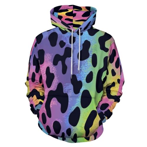 Sweat à capuche léopard arc-en-ciel 3D pour hommes et femmes du S au 6XL