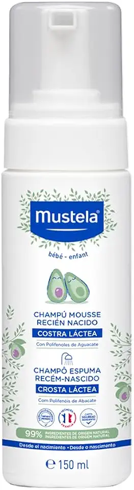 Mustela Shampoo Recém-Nascido 150 Ml - Xampu Textura Espuma Previne E Elimina A Crosta Láctea Dos Bebês - Vegano Feito Com 99% De Ingredientes De Origem Natural E Com Fórmula Biodegrável