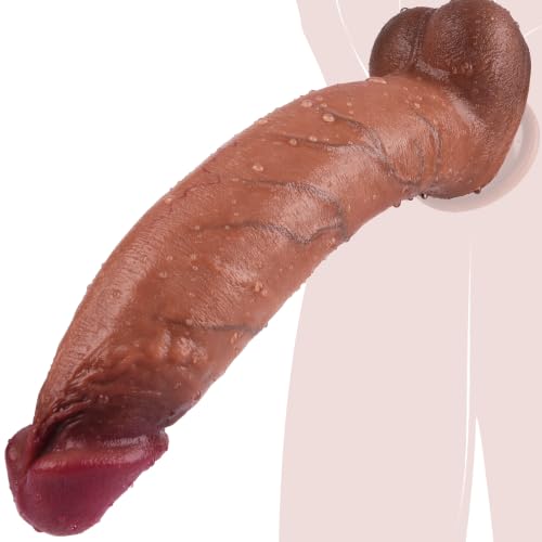 Image of 12 Inch Thick Realistic Silicone Dildo with Dual Density Design | 2.4 inch Girth, 9.9 inch Insertable Length, Lifelike Veins, Curved Shaft Design & Strong Suction Cup Base