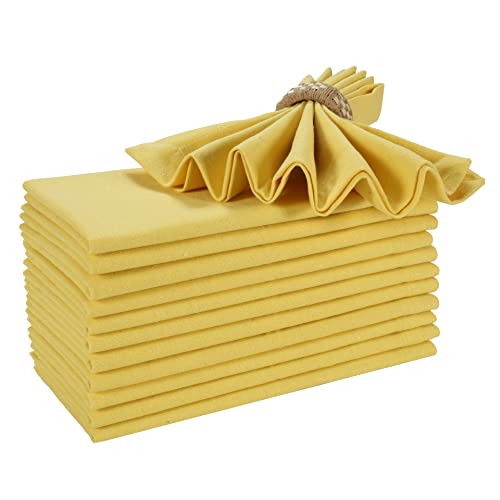 Bedding Craft Cotton Dinner Cloth Napkins Set of 12 – 18x18 Sand Yellow – Reusable & Machine Washable Fabric Napkins for Weddings, Restaurants & Everyday Dining by Bedding Craft - Used condition - US$18.61