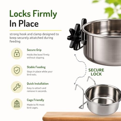 Image of Pets Empire Best Stainless Steel Birds Coop Cup Feeder Bowl (300 ML Pack of 4, coop)