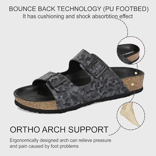 Image of Centrino Men's Berkin-Style Slip-On Sandals | Open Toe Design | Soft PU Footbed | Lightweight & Comfortable | Arch Support | On-Grip Sole | Casual Outdoor Wear (9213)