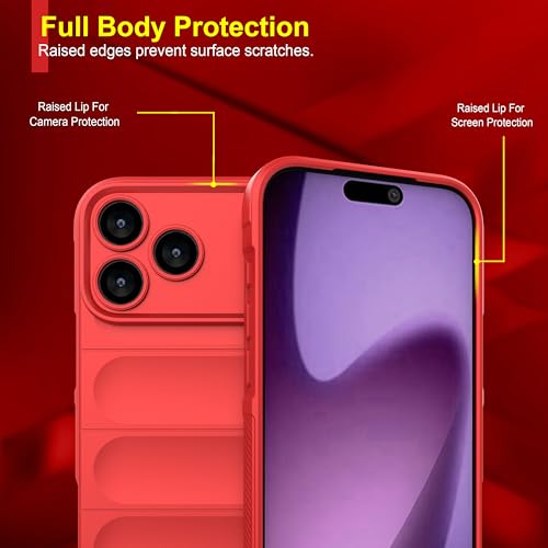 Image of amazon basics Back Case Cover for iPhone 17 Pro Max | Compatible for iPhone 17 Pro Max Back Cover | Liquid Silicon Magic Case with Camera Protection | Red