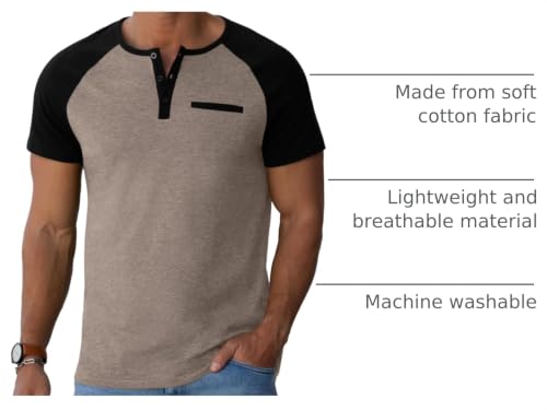 Image of Sailwind Men's Cotton Henley Short Sleeve Casual T-Shirts with Pocket