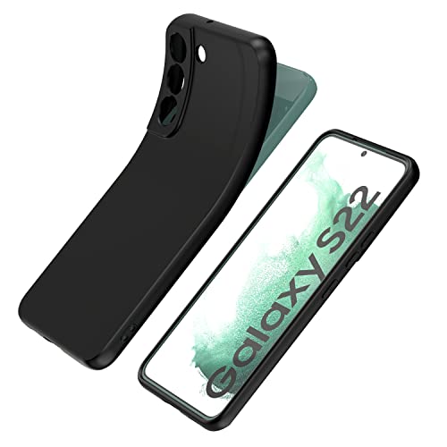 Garegce Coque Samsung S22 5G Fin, Housse Samsung Galaxy S22 Silicone TPU Souple Ultra Mince, Antichoc Anti-Rayures Protective Galaxy S22 Étui, 6,1 Pouces - Noir Mat Cover