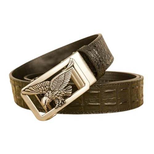Men's Leather Ratchet Belt With Carved Silver Hollow Eagle Buckle, Adjustable For Jeans Casual & Work2