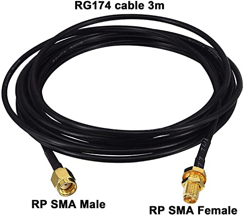 Image of 12dbi WiFi Router Omni-Directional Antenna & 10ft RP-SMA Male to Female Extension Cable for Wireless Network Router, PCI /PCIe Card, USB Adapter, IP Camera 1 PCS (3MTR Cable)