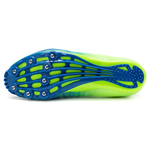 Zakey Track And Field Shoes Men Women Kids Spikes Sneakers Track Race Jumping Sneakers Girls Professional Running Nail Spikes Shoes Boys (8,Bluegreen) #TOP2