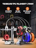 TECBEARS TPU Flexible Filament 1.75mm, 1KG 3D Printer Filament TPU Hardness 95A, Dimensional Accuracy +/- 0.03mm, 1KG Spool(2.2LBS), TPU Black - Image 8