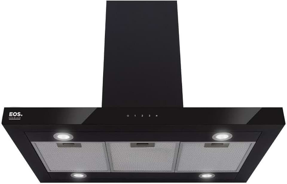 Coifa e Depurador de Ilha 90cm Eos Touch Inox Preto 220v