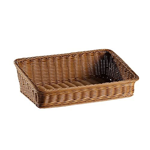 Rainao Cesta de pan trenzada, cesta de pan, cesta para panecillos, cesta para cubiertos, cesta de mimbre rectangular trenzada a mano, caja de almacenamiento para frutas, té, aperitivos, pan, picnic