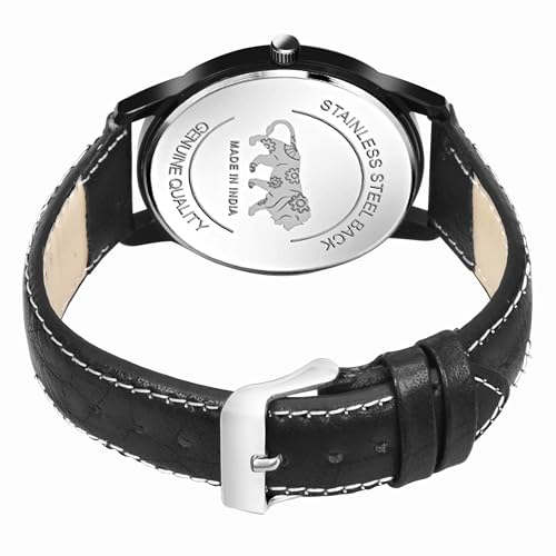 Image of Acnos 4 Diffrent Watch Pack of 1 Leather Belt Black Belt Analog Watch