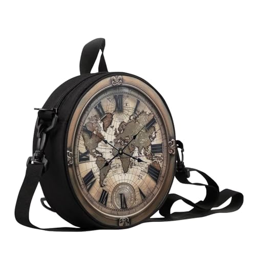 Image of Women Novelty Round Clock Shape Zippered Clock Purses for Women Tote Handbag Shoulder Bag, Gift for Mom Girlfriend
