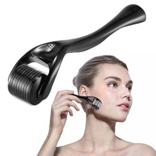 Dermaroller Microagujas, para Cara y Cuerpo, 540 Titanio Agujas Dermaroller 0.5mm, Profesiona Derma Roller Mincroneedling para cara y cuerpo Tratar Antiedad crecimiento de barba y cabello