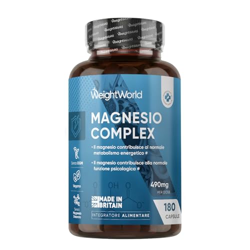 Magnesio Completo Vegano 490mg, 180 Capsule, Magnesium Complex 4 in