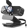 TRAUSI 1080P/2K HD Webcam with Microphone, Noise Cancellation, Privacy Cover, Wide-Angle Lens, Auto Light Correction, Plug & Play USB Webcam for Laptop, Desktop, PC, Mac, Zoom, Skype, Streaming