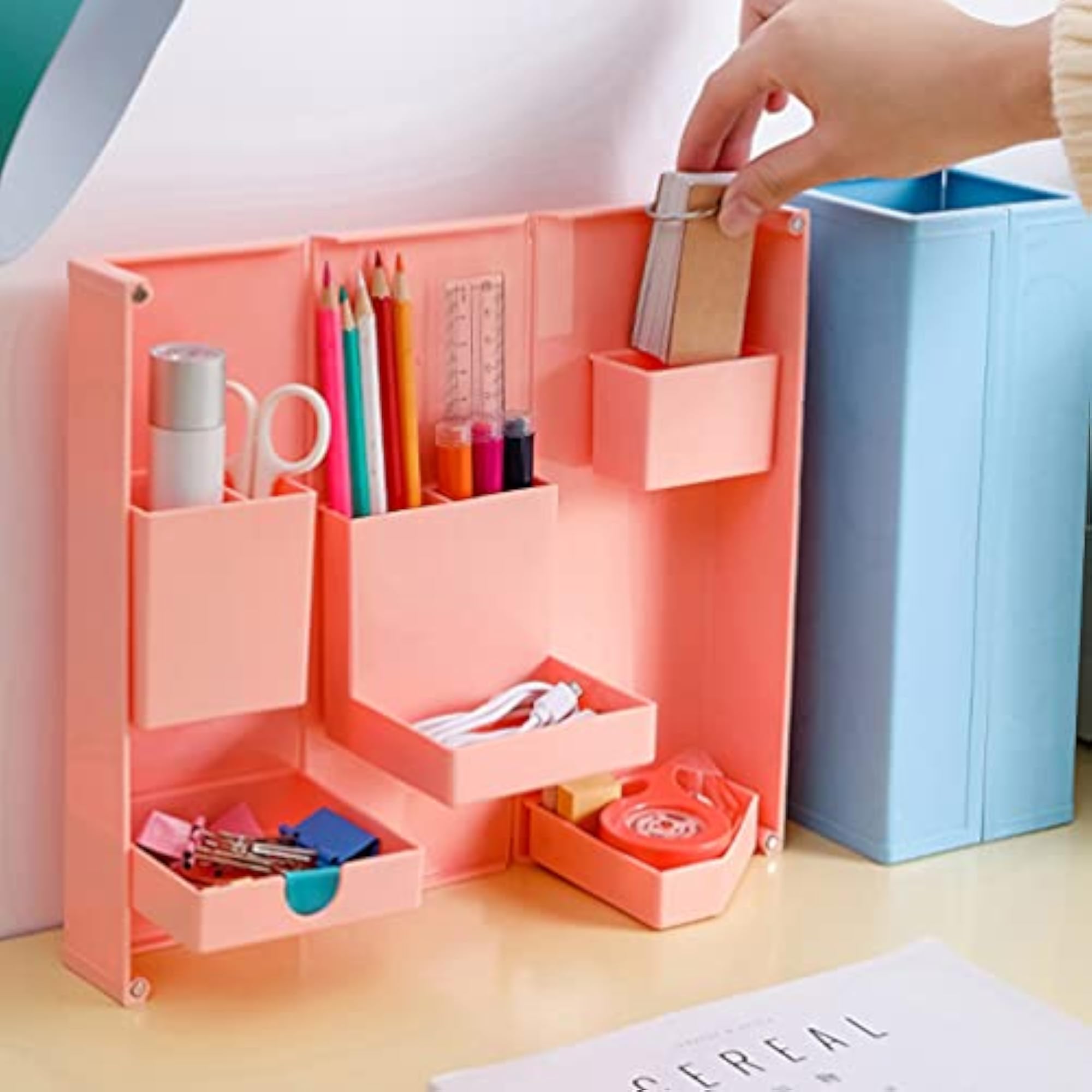 Pink Makeup Brush Holder Organizer Box