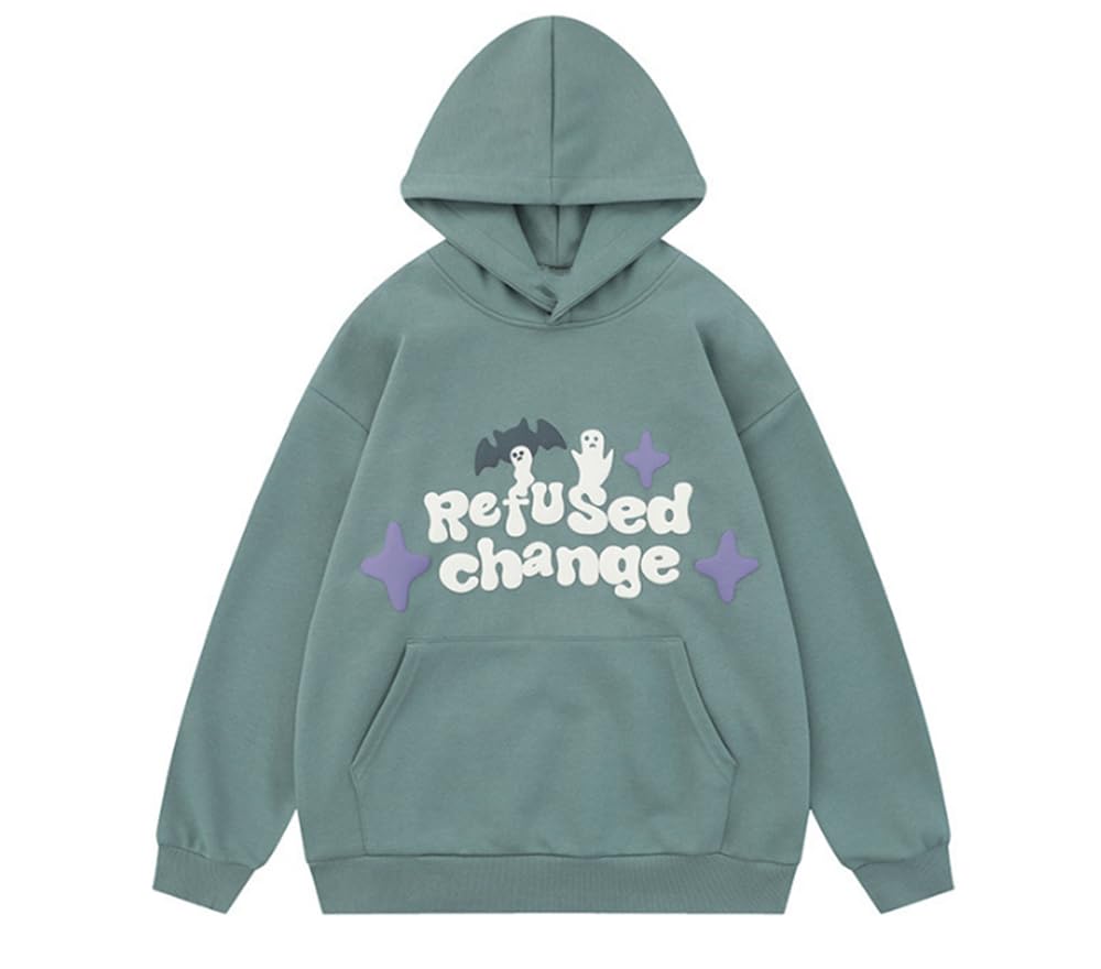 Men Hoodie Padded Lining Long Sleeve Sweatshirt Loose with Button Decoration Pullover For Men Comfortable Warm Hooded Pullover For Men C-Haze Blue XL