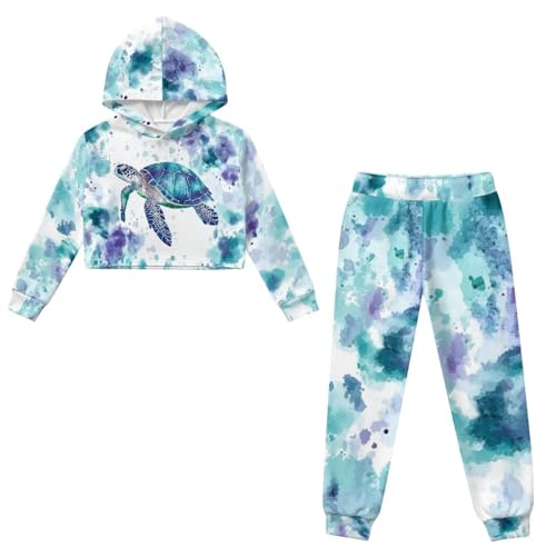 Belidome Girls Fall 2 Piece Outfits Kids Crop Sweat Suit Size 4-13 Sweatpants Sets Long Sleeve Cropped Top and Pant Sets4