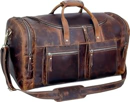 28" Vintage Duffel Classic Style with Modern Outlook Retro Thick Full Grain Cowhide Handmade Airplane Underseat Carry On Bags Leather Gym Overnight Luggage Bag