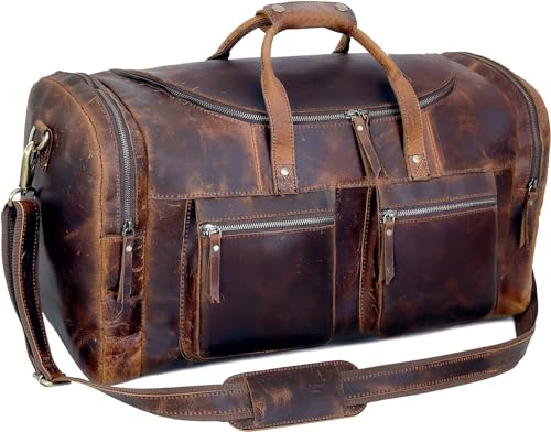 20-Inch Vintage Cowhide Carry-On Bag