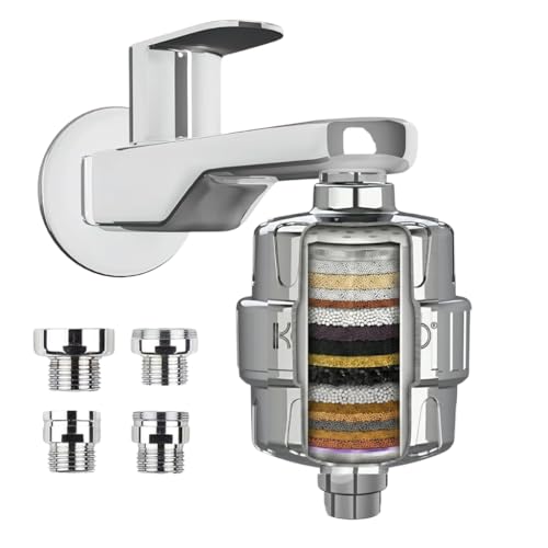 Image of Konvio Shower and tap filter for hard water with 22-Stage | Advanced water softener for Bathroom | Hard Water Filter | (Pack of 1, Chrome)