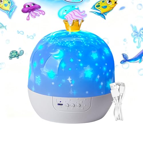 子供用ナイトライトプロジェクター | 癒しの音楽付きランプ,360度回転寝室プロジェクター - 育児室の壁用睡眠就寝時促進