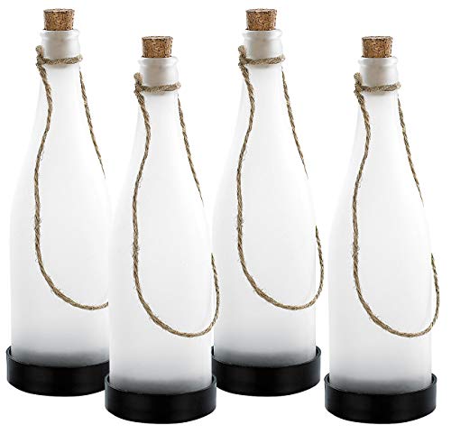 Preisvergleich Produktbild Lunartec Solar Flasche: Solar-LED-Lampe Flaschenpost, weiß, 4er-Set (Solarflaschen)
