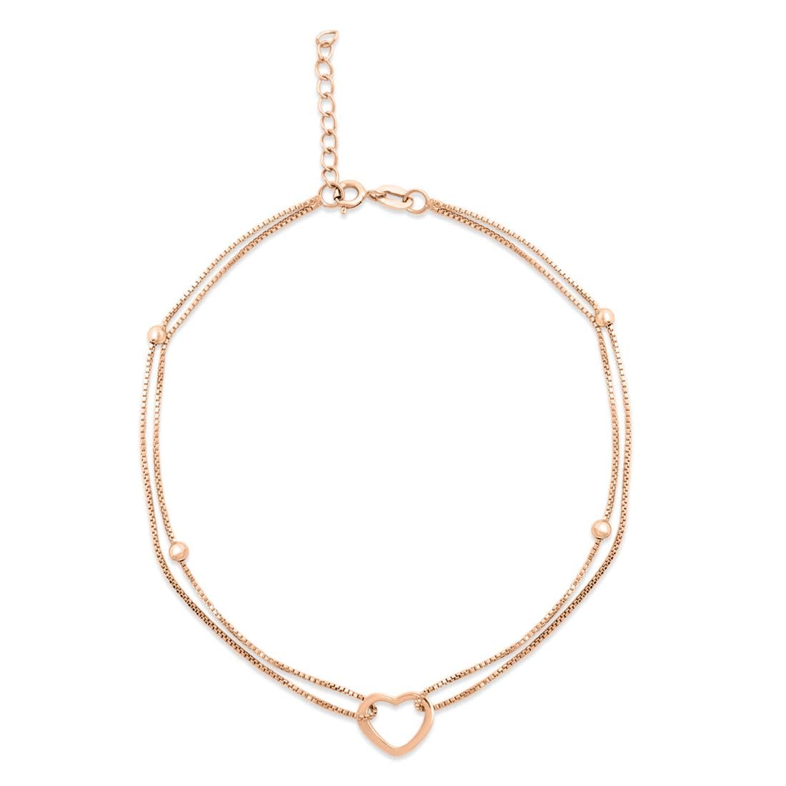 zavya 925 Sterling Silver Modest Heart Rose Gold Plating Chain Anklet (Single) | Gift for Women & Girls | With Certificate of Authenticity & 925 Stamp|Mother's Day-picture-19