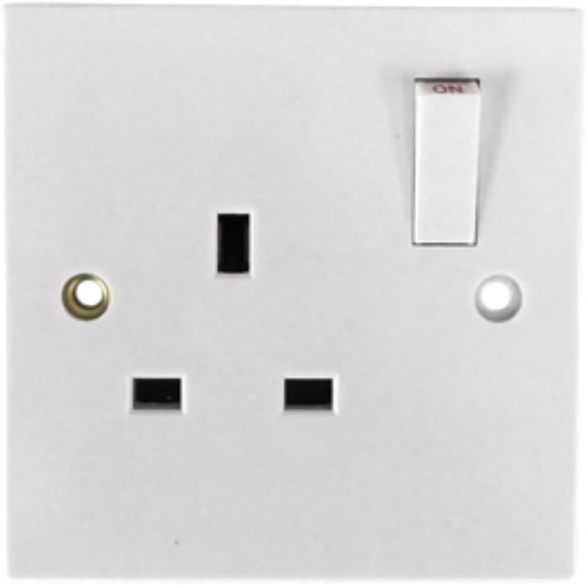 Single Switched Socket Wall 1 Gang Plug Electric 13 Amp White BS1363 Conforms