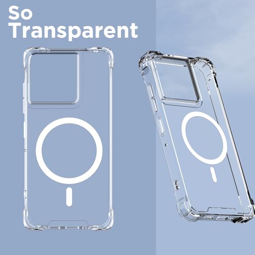 Image of Outlouders Back Cover for Motorola Moto Edge 60 Pro 5G Mag-Safe Transparent PC + TPU Bumper Case with Magnetic Support Shockproof Protection (Transparent Mag-Safe)