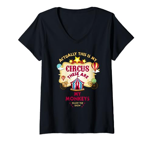 This is My Circus These are My Monkeys Funny Teacher Padres Camiseta Cuello V