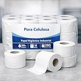 Riocel Papel Higiénico Industrial Pura Celulosa, 100% Celulosa, 18 Rollos, 280 Servicios por Rollo