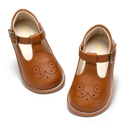 Image of PHIRAMIN Toddler Girl Mary Jane Student Oxford Shoes-Little Girl School Uniform Shoes for Wedding Party