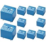 Weasch 10Pcs PCB Power Relay SRD-12VDC-SL-C, DC 12V Coil, 10A 250VAC, SPDT, 5 Pin, for Household Appliance Boards (10)
