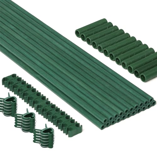 MAXPACE 62pcs Garden Stakes Kit: Includes 20 Sets of Fiberglass Plant Sticks Supports & Accessories...