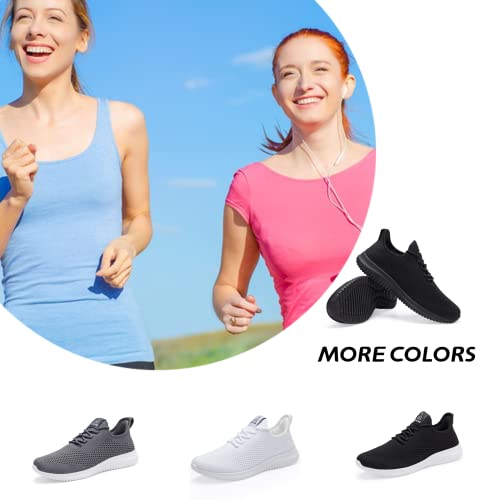 Bxyjdj Womens Walking Shoes Breathe Mesh Fashion Sneakers Ultra Light Jogging Slip On Athletic Running Workout Casual Sports For Travel Work Allblack 8.5 #TOP6