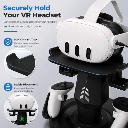 Image of VR Charging Dock for Meta Quest 3, Quest 3S, Quest 2, VR Accessories | VR Headset Stand, Type-C Charger, Stable Anti-Slip Base, Space Saving Design