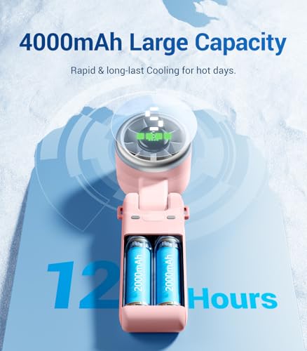 Image of Diveblues Portable Handheld Turbo Fan, 5 Gear Wind, Battery Operated, Up to 12 Working Hours, 3 IN 1 Hand Fan with Air Turbo Tech Cooling Fan for Outdoor Activities, Travel, Working