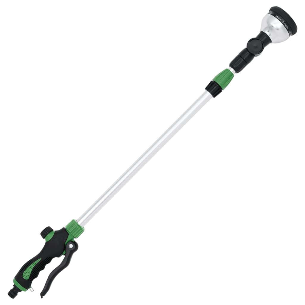Lanza telescópica de aluminio con 10 patrones de pulverización de 75-110 cm de longitud, cabezal ajustable y flujo de agua para riego de jardín, cuidado de plantas y riego de césped