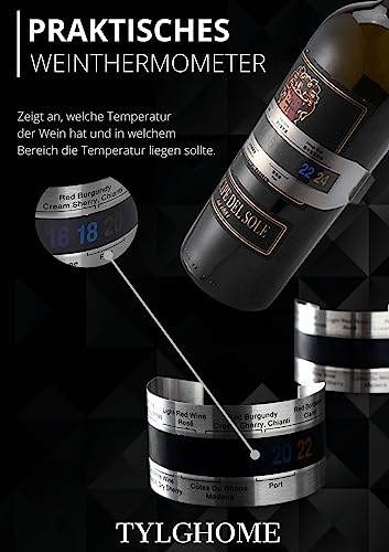 Foto von TYLGHOME Weinkühler Set, Weinkühlstab Edelstahl + Dekantier-Belüfter + Ausgießer, Wein Geschenk Set Frauen Männer + hochwertige Geschenkverpackung (1xStab + Weinthermometer)