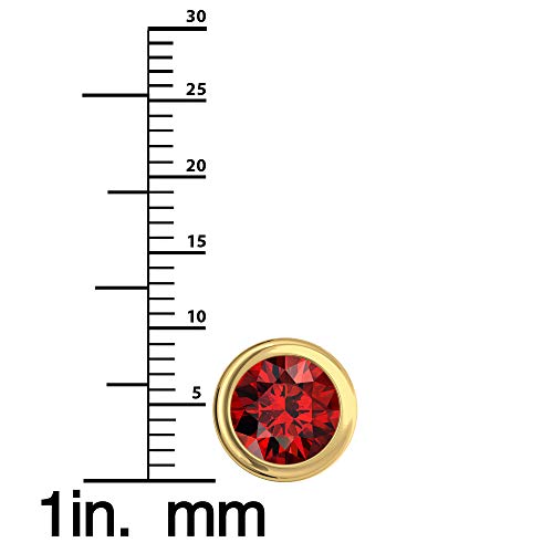 Belinda Jewelz Womens 14K Yellow Gold Round Sparkly 7 Mm Gemstone Bezel Solitaire Classic Chain Gemstone Fine Jewelry Accessory Pendant Necklace, 1.48 Carats Garnet, 18 Inch #TOP4