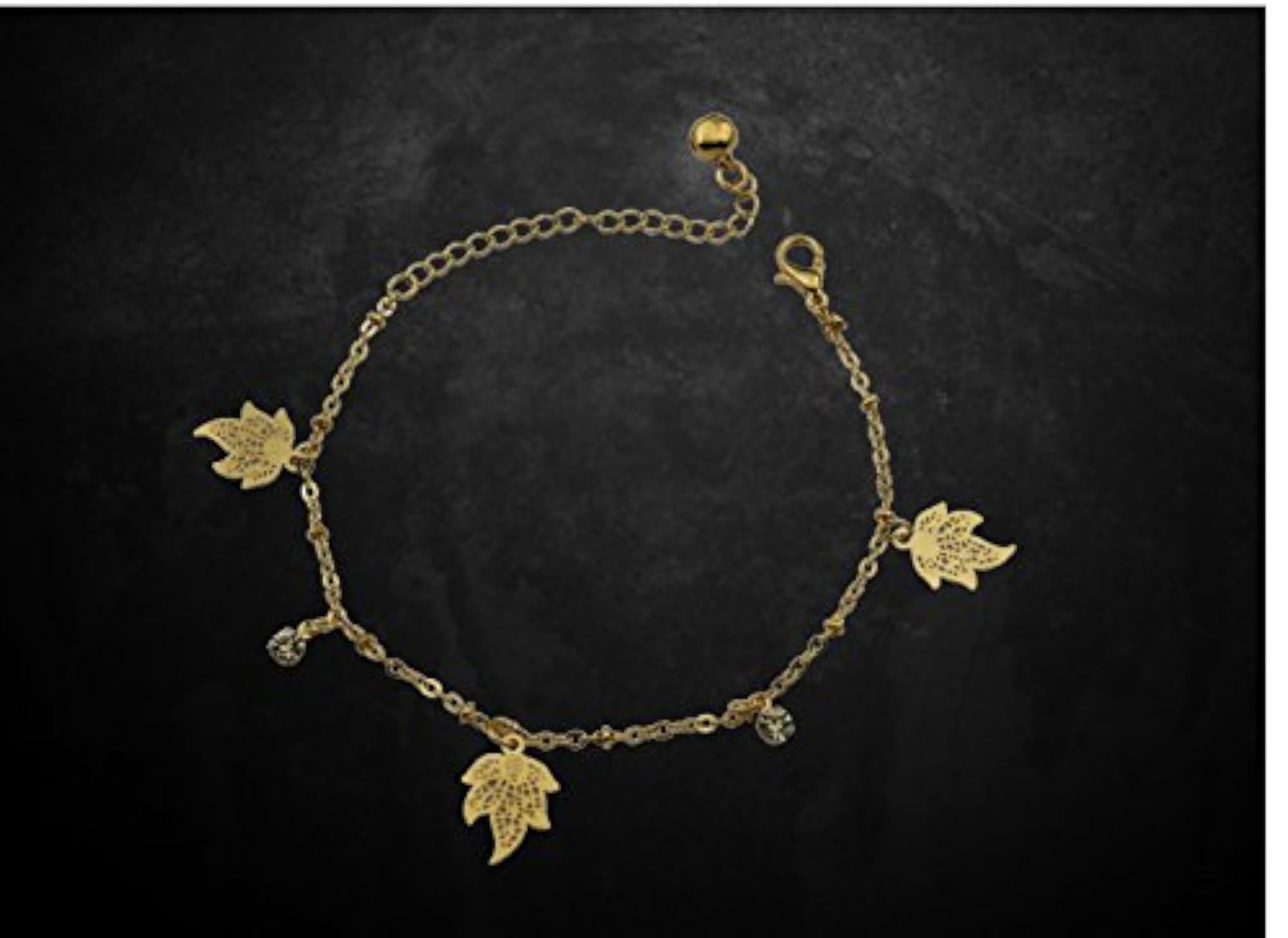 Women's Golden Mohabbatein Leaves Charm Anklet, Gift for Her