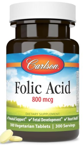 Acid Folic, 800 mcg, apoyo prenatal, 300 tabletas
